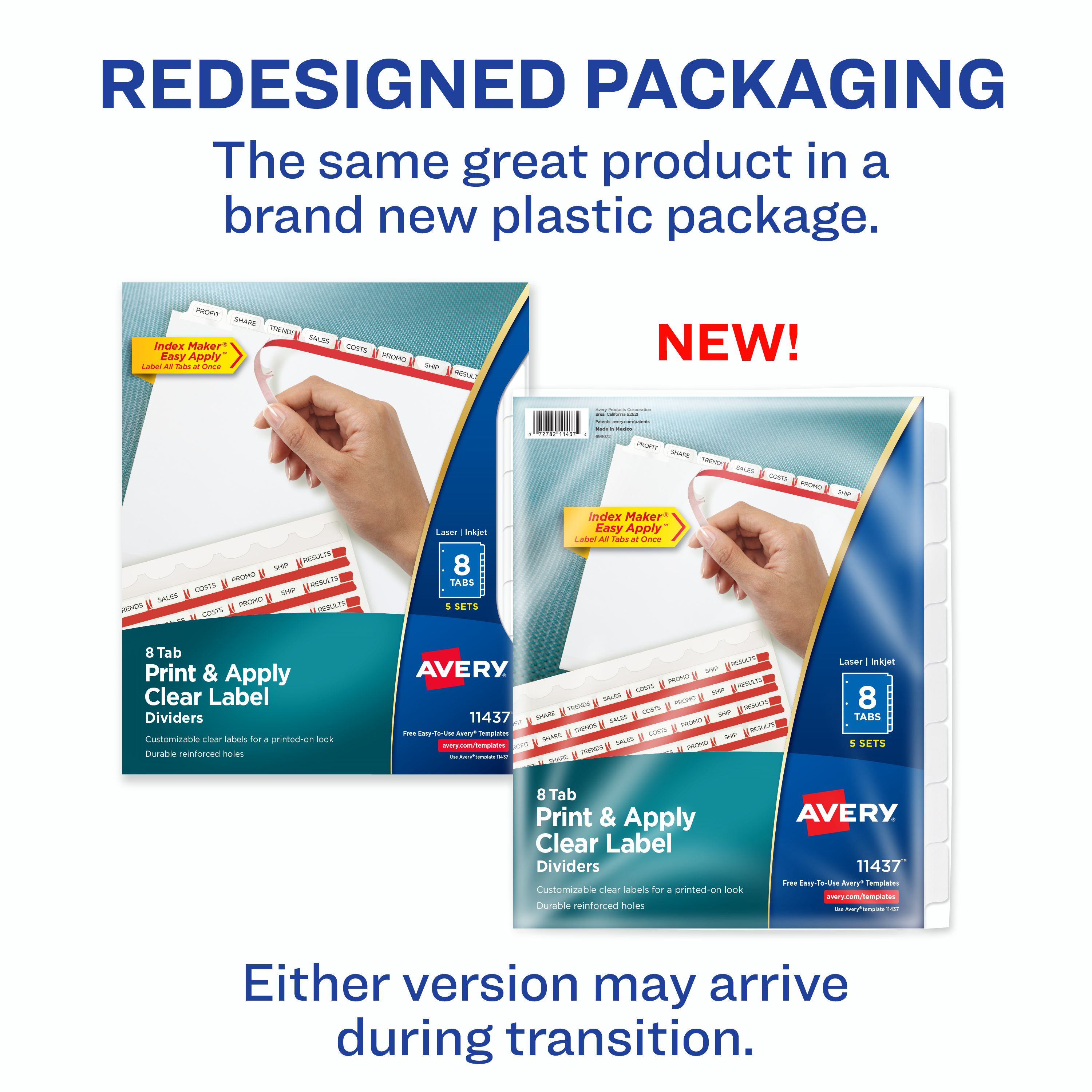 Avery Print & Apply Dividers 8 Tabs, 5 Sets (11437) | Avery